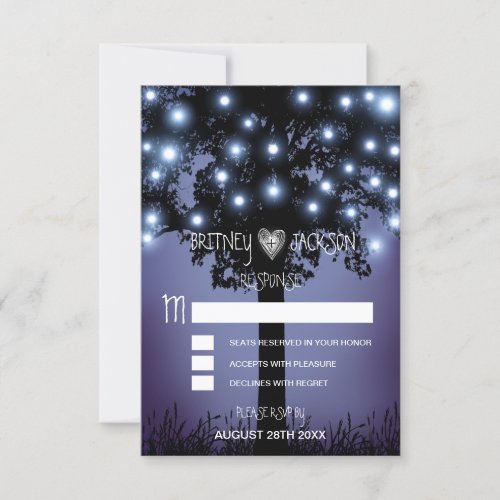 Woodland Forest Rustic Tree Wedding RSVP Cards