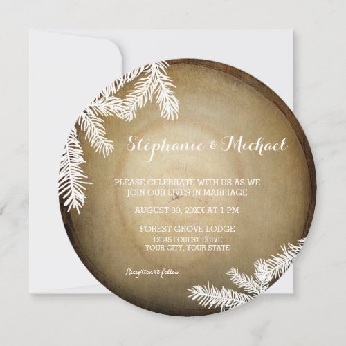 Woodland Forest Rustic Wood Tree Trunk Wedding Invitation