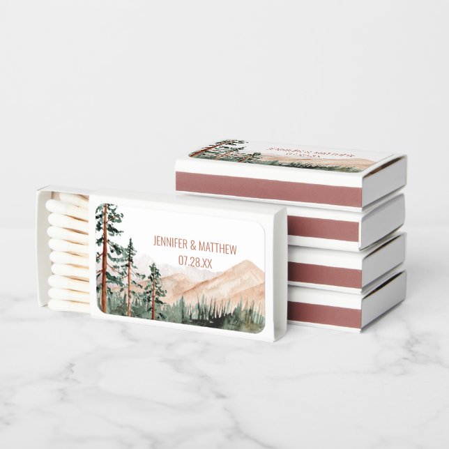 Woodland Forest Scene Mountains Fog Pine Trees Matchboxes (Stacked)