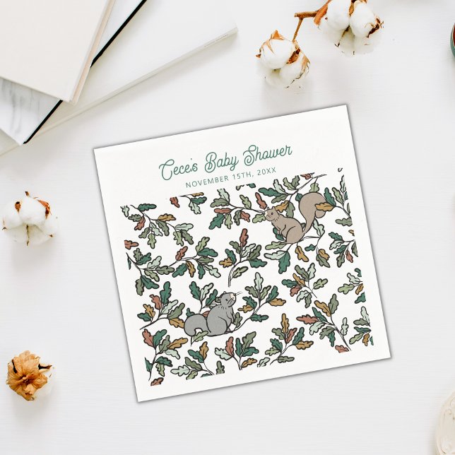 Woodland Forest Squirrels Baby Shower Napkins (Woodland Squirrels Baby Shower Napkins)