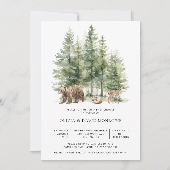 Woodland Forest Story Baby Shower Invitation (Front)