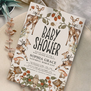 Woodland Forest Storybook Baby Shower Invitation