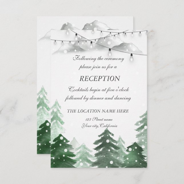 Woodland Forest,String Light, Wedding Reception Invitation (Front/Back)