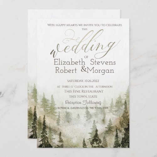WoodlandForestString Lights Green Wedding   Invitation