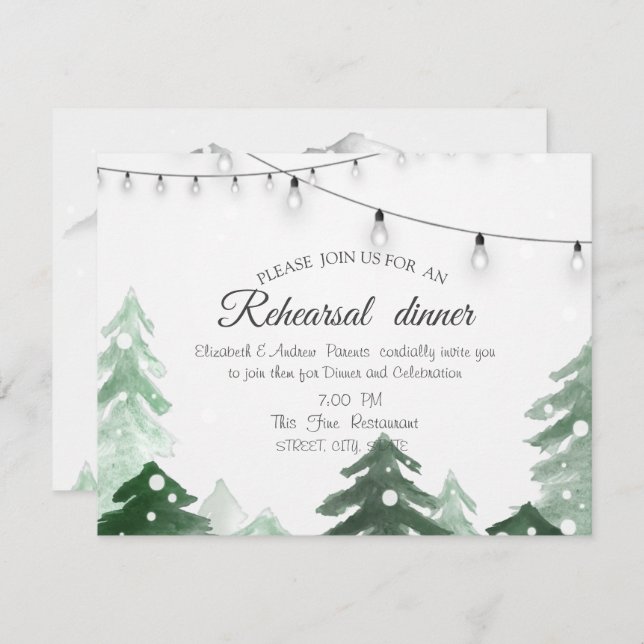 Woodland,Forest String Lights,Rehearsal Dinner Invitation (Front/Back)
