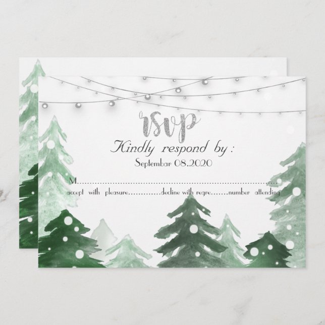 Woodland,Forest String Lights,RSVP Invitation (Front/Back)