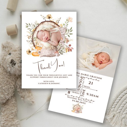 Woodland Forest Thank You Photo Birth Announcement