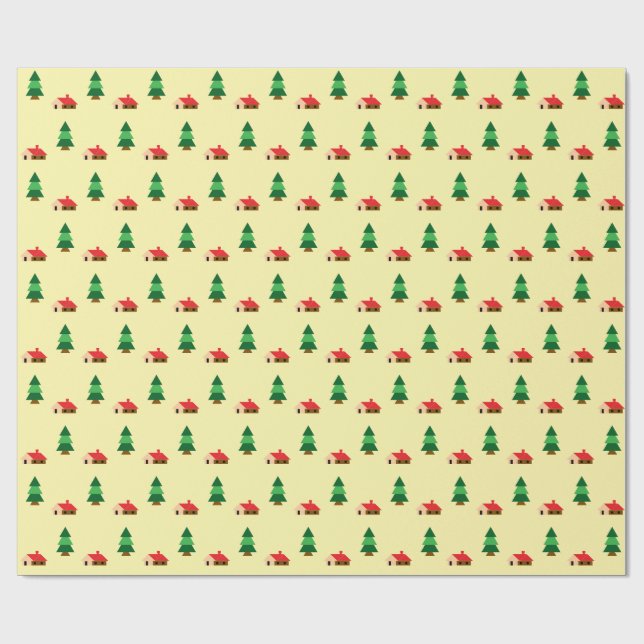 Woodland Forest Tree Pattern – Cozy Nature Design Wrapping Paper (Flat)
