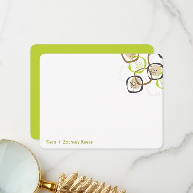 Woodland Forest Trees Rings Summer/Spring Wedding Thank You Card (Front/Back In Situ)