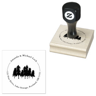 Woodland Forest Trees Wedding Return Address Rubber Stamp