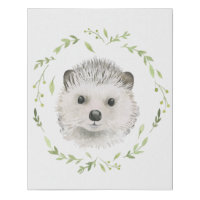 Woodland Forest Watercolor Hedgehog Greenery