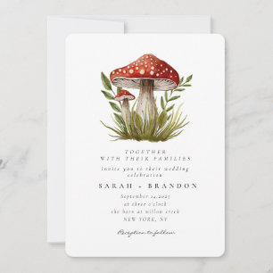 Woodland forest Watercolor Mushroom Wedding Invitation