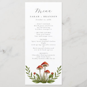 Woodland forest Watercolor Mushroom Wedding  Menu