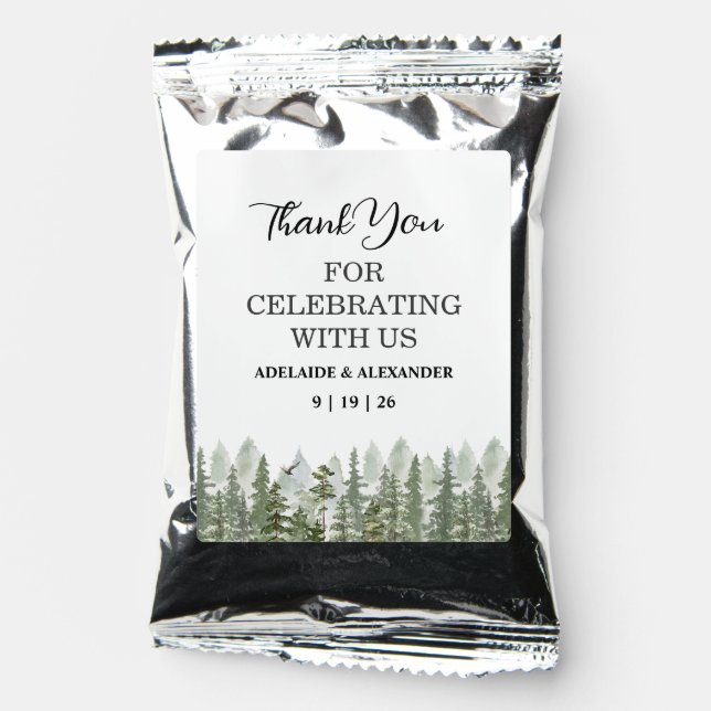 Woodland Forest Wedding Green Coffee Drink Mix (Front)