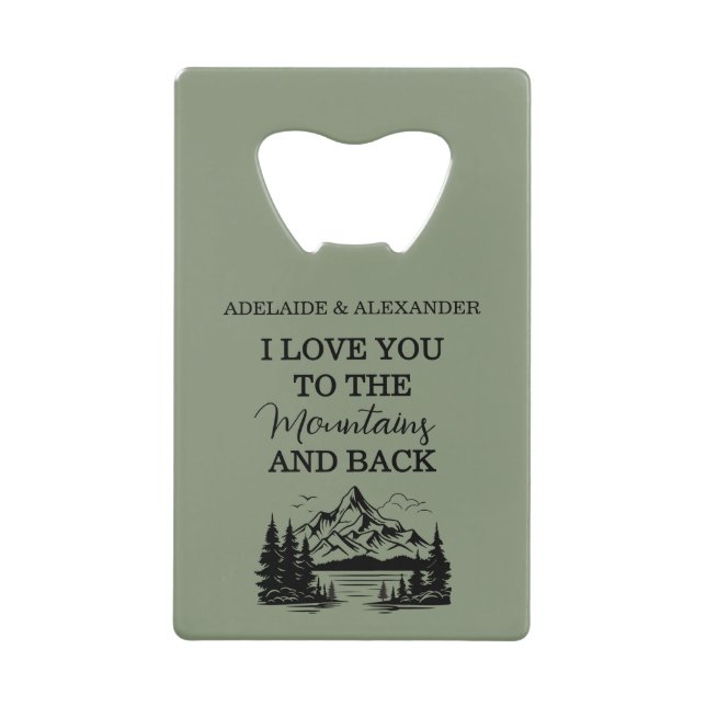 Woodland Forest Wedding Green Credit Card Bottle Opener (Front)