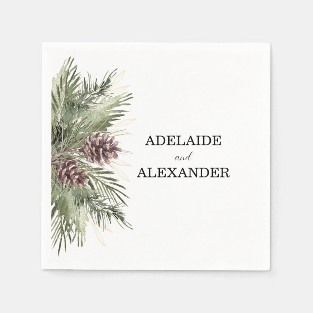 Woodland Forest Wedding Green Napkins (Front)