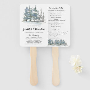 Woodland forest wedding program fan