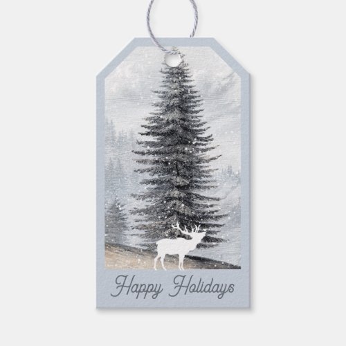 Woodland Forest White Elk Holiday Gift Tags