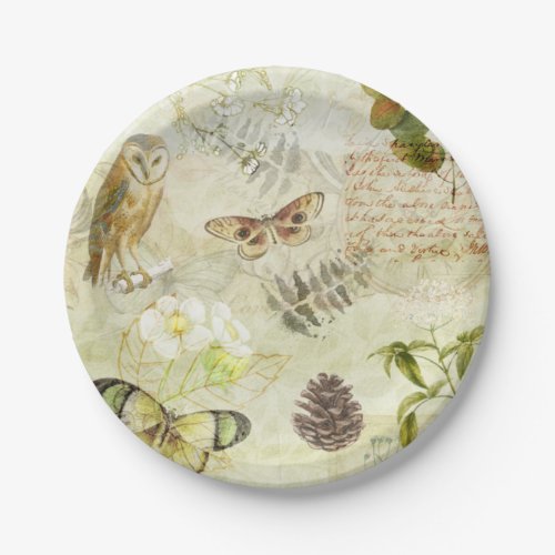 Woodland Forest Wildlife Owl Butterfly Nature Paper Plates