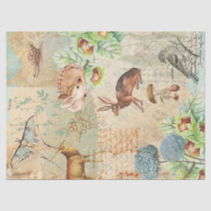 Woodland Forest Wildlife Rabbit Deer Decoupage  Tissue Paper