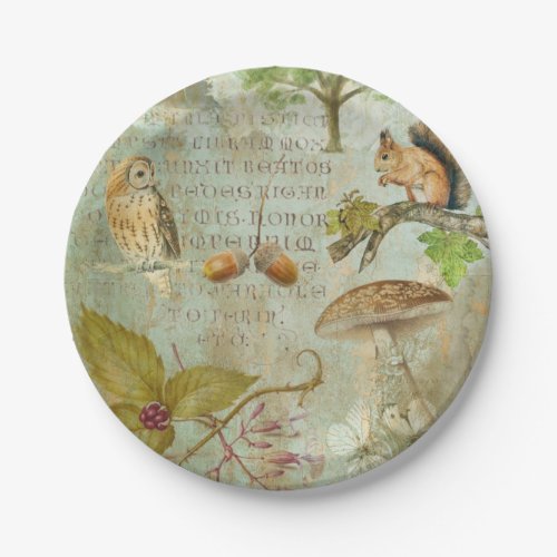 Woodland Forest Wildlife Squirrel Owl Autumnal Paper Plates