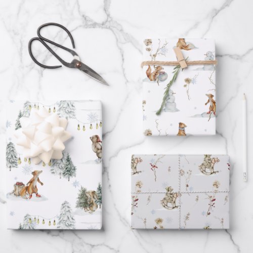 Woodland Forest Winter  Christmas Wrapping Paper Sheets