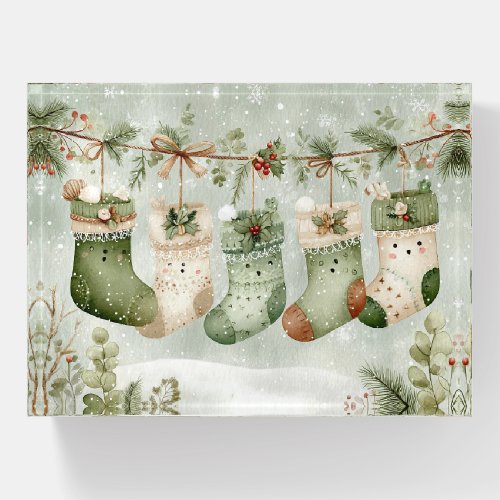 Woodland Forest Winter Stockings Paperweight