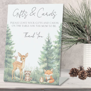 Woodland Forrest Animals Baby Shower Pedestal Sign