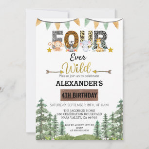 Woodland  Four Ever Wild Birthday Invitation