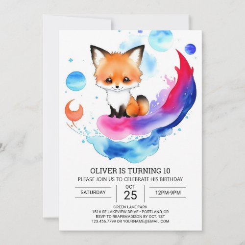 Woodland Fox Adventure Birthday Celebration Invitation