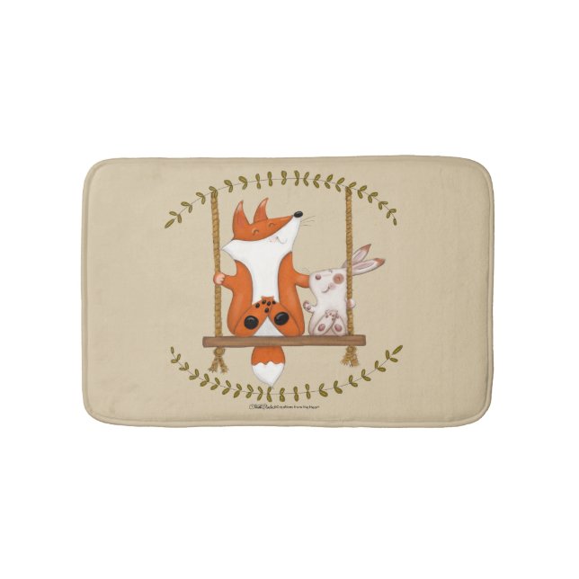 Woodland Fox and Bunny Swing Bathroom Mat (Front)
