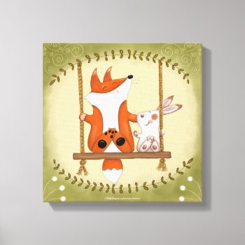 Woodland Fox And Bunny Swing Canvas Print by creationhrt at Zazzle