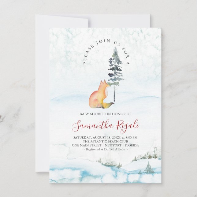 Woodland Fox and Greenery Baby Shower (Front)