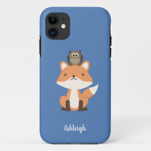 Woodland Fox and Owl Blue Custom iPhone 11 Case