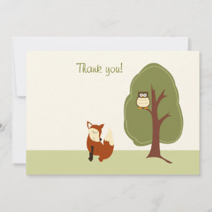 Woodland Fox and Owl Flat Thank You notes