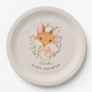 Woodland Fox Animal Baby Shower for Girl Paper Plates