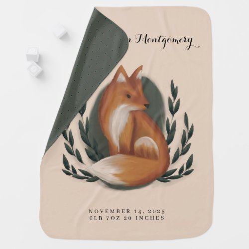 Woodland Fox Animal Nursery Baby Blanket