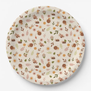Woodland Fox Autumn Theme Neutral Paper Plates
