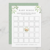 Woodland Fox Baby Shower Bingo Game Card