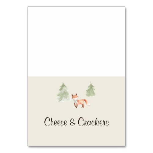 Woodland Fox Baby Shower Buffet Food Labels Table Number