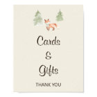 Woodland Fox Baby Shower Cards & Gifts Sign