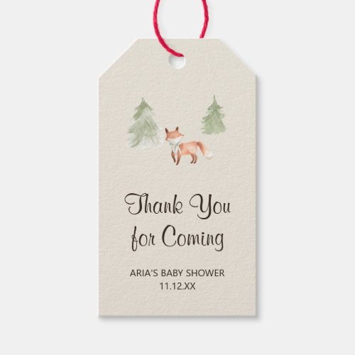 Woodland Fox Baby Shower Favor Gift Tags