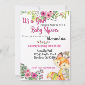 Woodland Fox Baby shower invitation