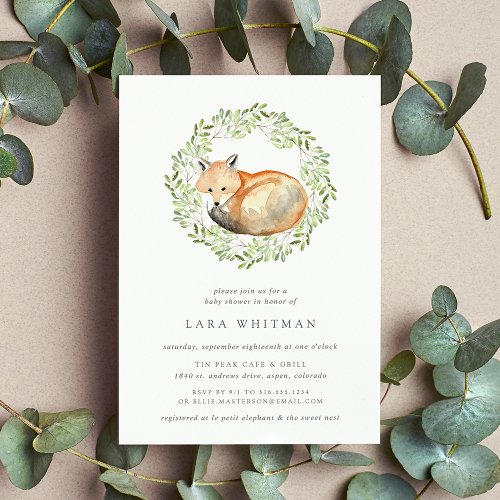 Woodland Fox Baby Shower Invitation