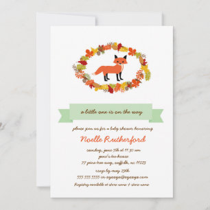 Woodland Fox Baby Shower Invites / bright forest