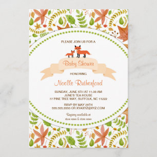 Woodland Fox Baby Shower Invites / mother and baby