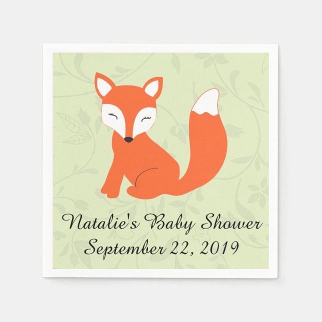 Woodland Fox Baby Shower Napkins (Front)