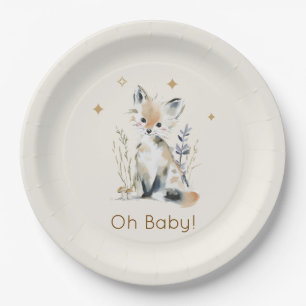 Woodland Fox Baby Shower Paper Plates