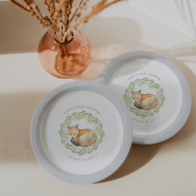 Woodland Fox Baby Shower Paper Plates (Creator Uploaded)