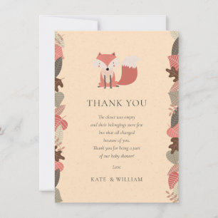 Woodland Fox Baby Shower Thank You Poem Card